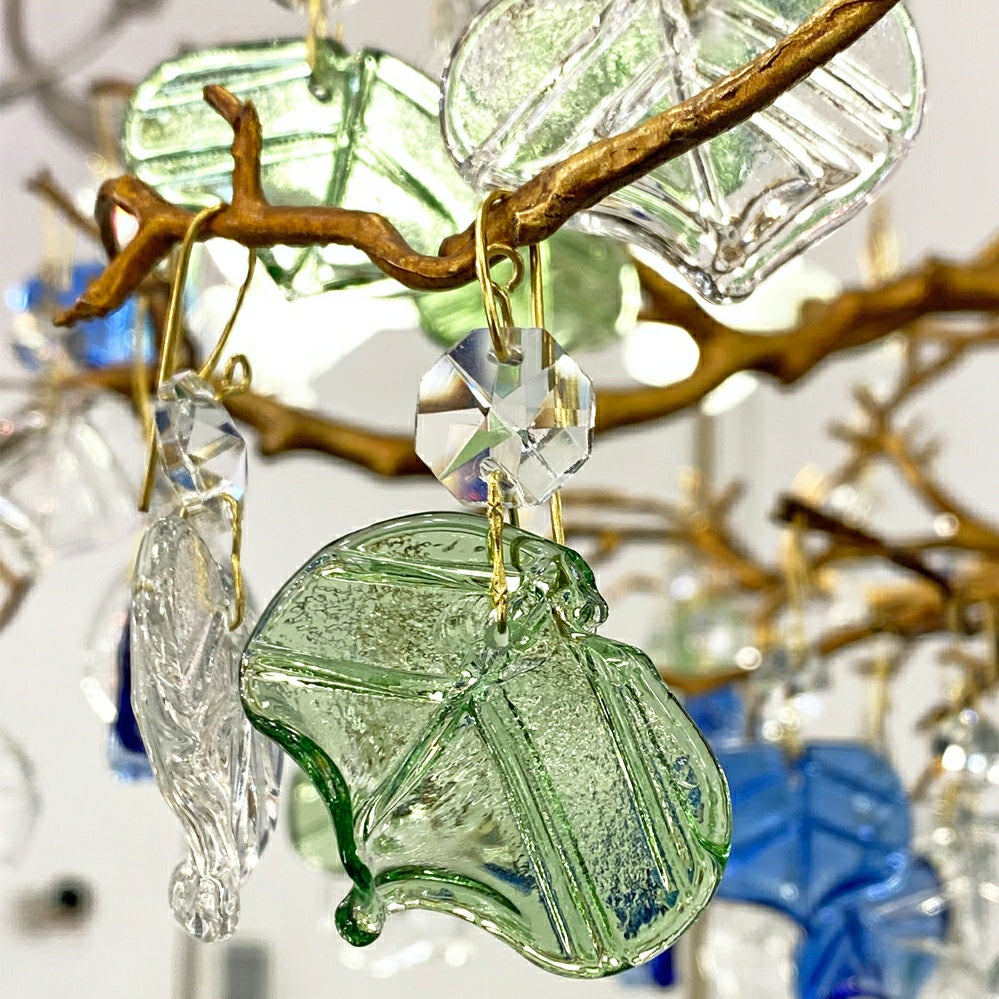Stylish Colored Glaze Flower Crystal Chandelier Brass Tree Branch Ceiling Light For Living Room Hotel Hall-MEET LIGHTING