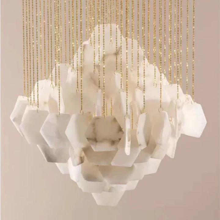 Talen Alabaster Multi-layer Irregular Square Chandelier