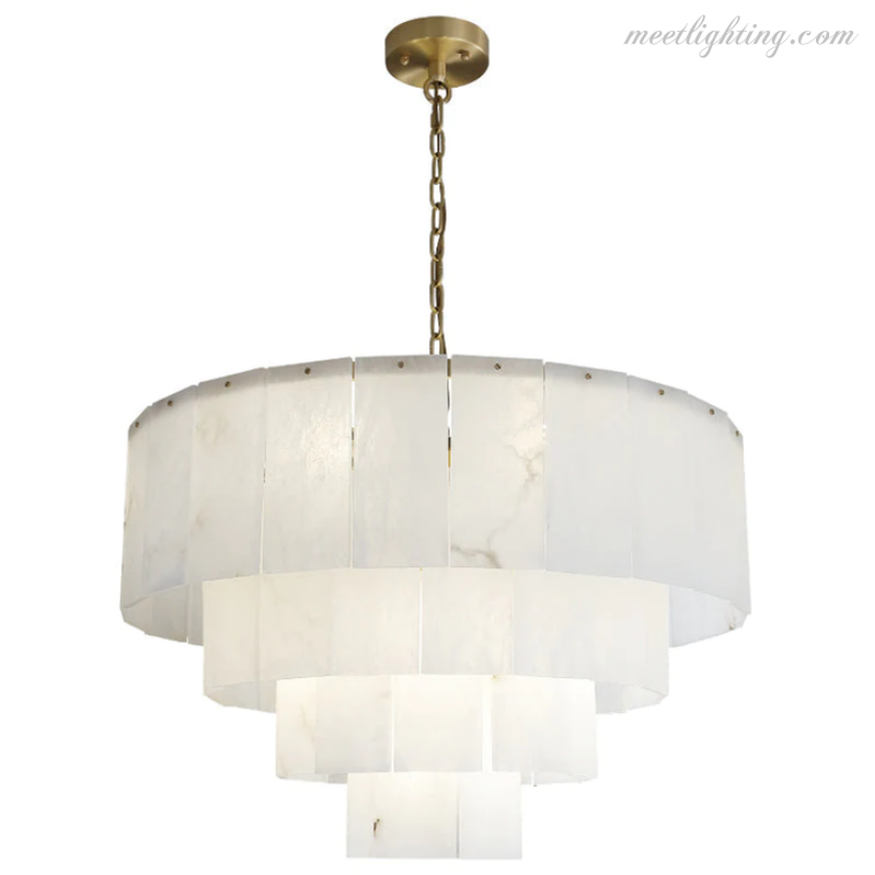 Theseus Alabaster Lorry Modern Multi-Layer Round Chandelier 31"-MEET LIGHTING