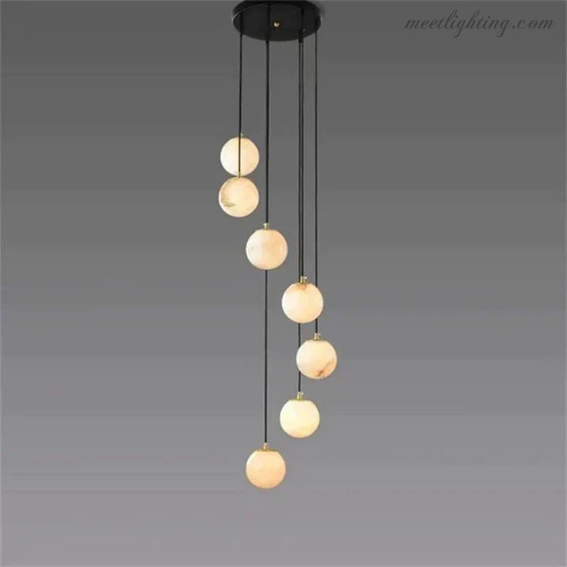 Theseus Alabaster Marble Global Wave Chandelier-MEET LIGHTING