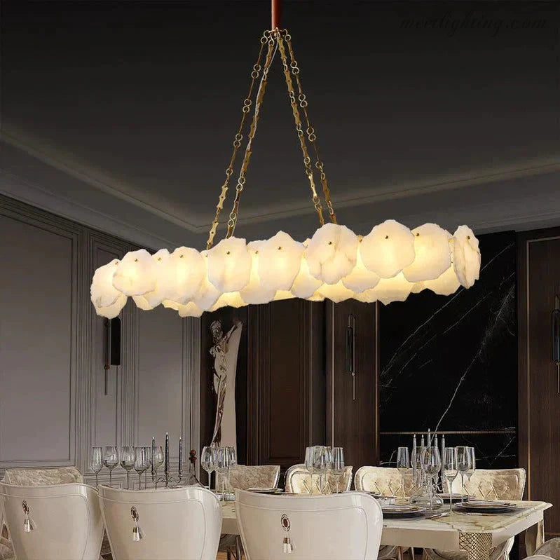 Theseus Alabaster Marble Modern Snowflake Linear Chandelier 47'' 62''-MEET LIGHTING