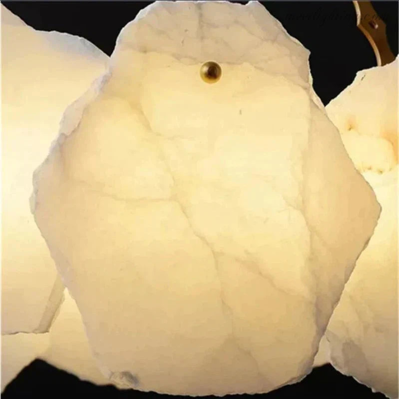 Theseus Alabaster Marble Modern Snowflake Round Chandelier-MEET LIGHTING