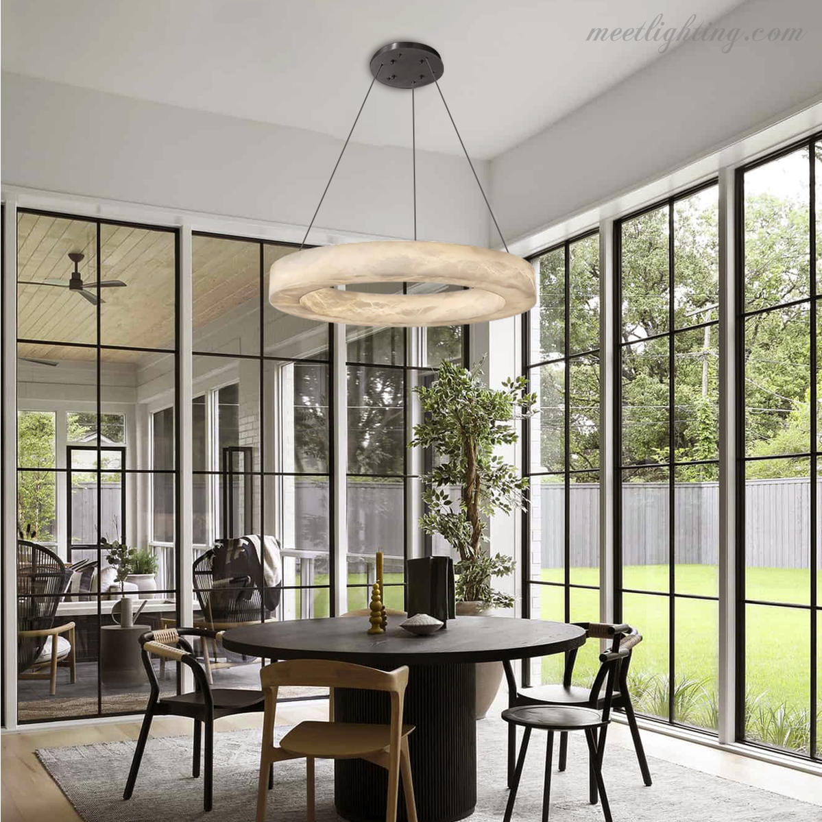 Theseus Alabaster Round Chandelier-MEET LIGHTING