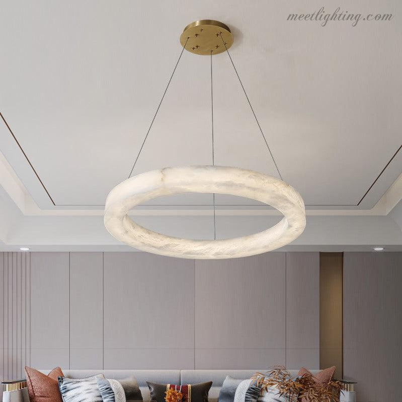 Theseus Alabaster Round Chandelier-MEET LIGHTING