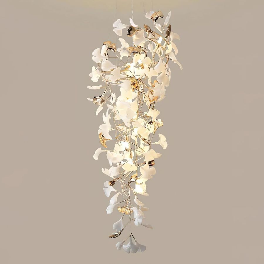 Tight Spiral Ginkgo Leaf Chandelier-MEET LIGHTING