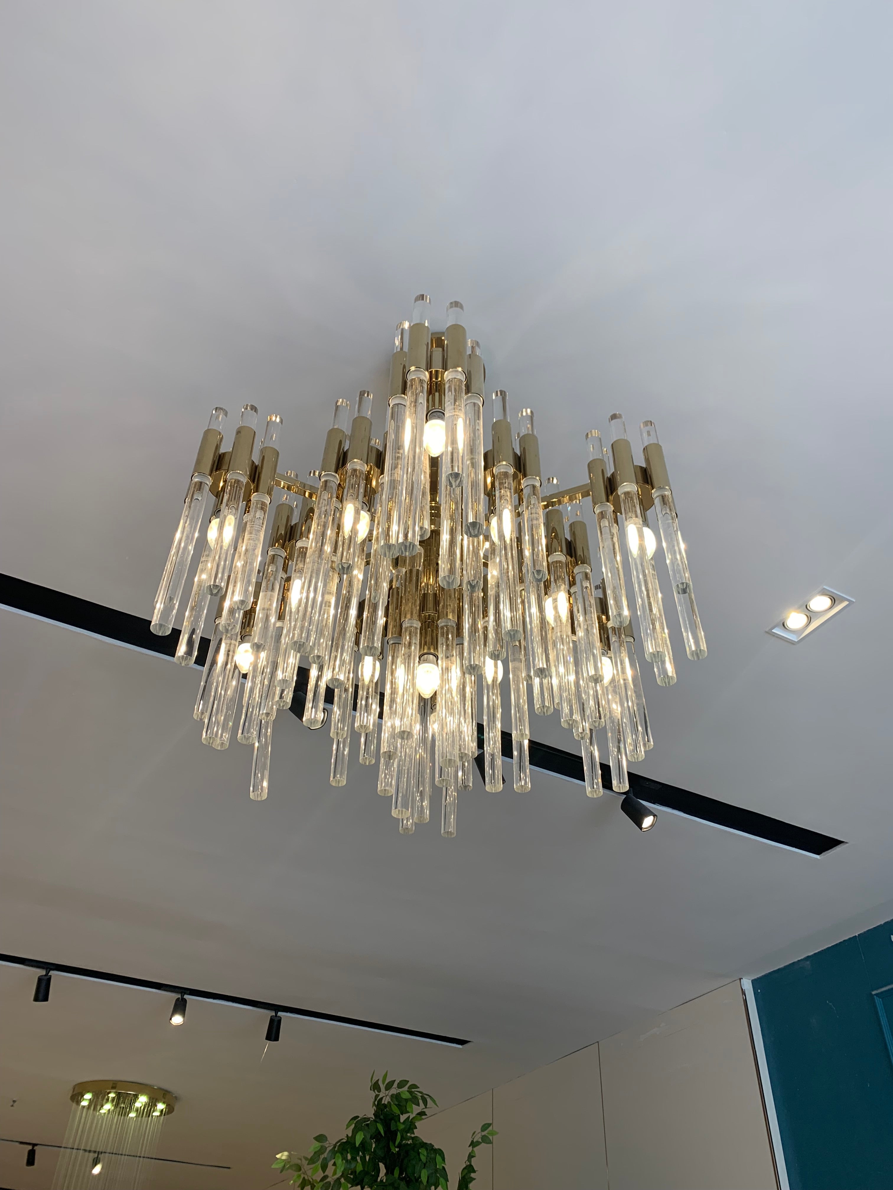 Modern Luxury Tiered Glass Cylinders Chandelier for Living Room/Bedroom/Dining Room/Bathroom-MEET LIGHTING
