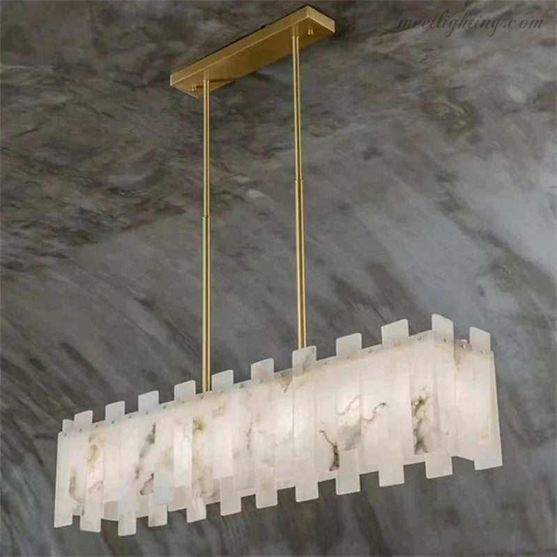 Venu Alabaster Linear Chandelier 39"-MEET LIGHTING