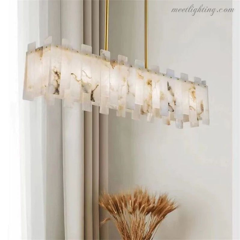 Venu Alabaster Linear Chandelier 39"-MEET LIGHTING