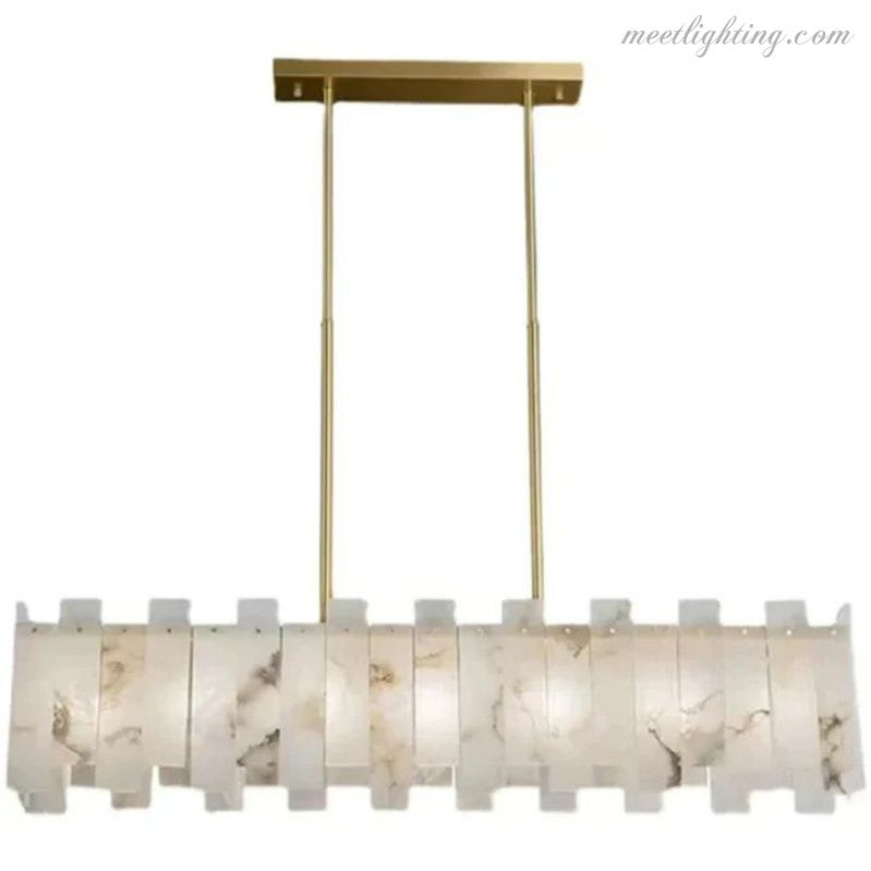 Venu Alabaster Linear Chandelier 39"-MEET LIGHTING