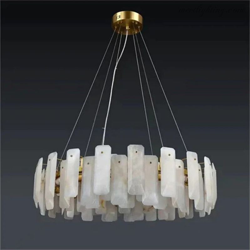 Venu Alabaster Round Chandelier-MEET LIGHTING
