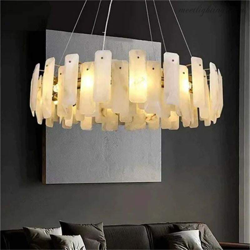 Venu Alabaster Round Chandelier-MEET LIGHTING