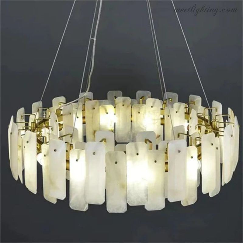 Venu Alabaster Round Chandelier-MEET LIGHTING