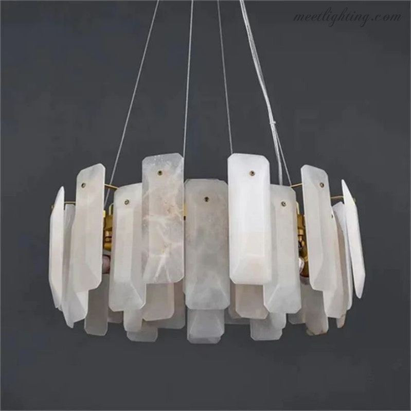 Venu Alabaster Round Chandelier-MEET LIGHTING
