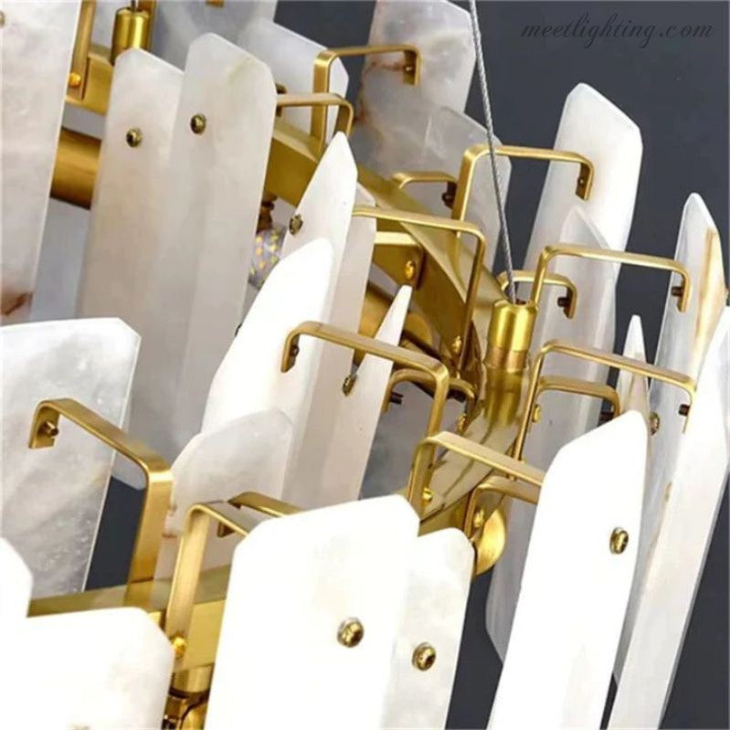 Venu Alabaster Round Chandelier-MEET LIGHTING