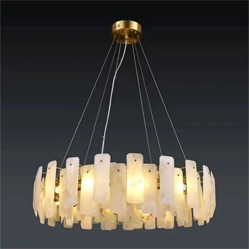 Venu Alabaster Round Chandelier-MEET LIGHTING