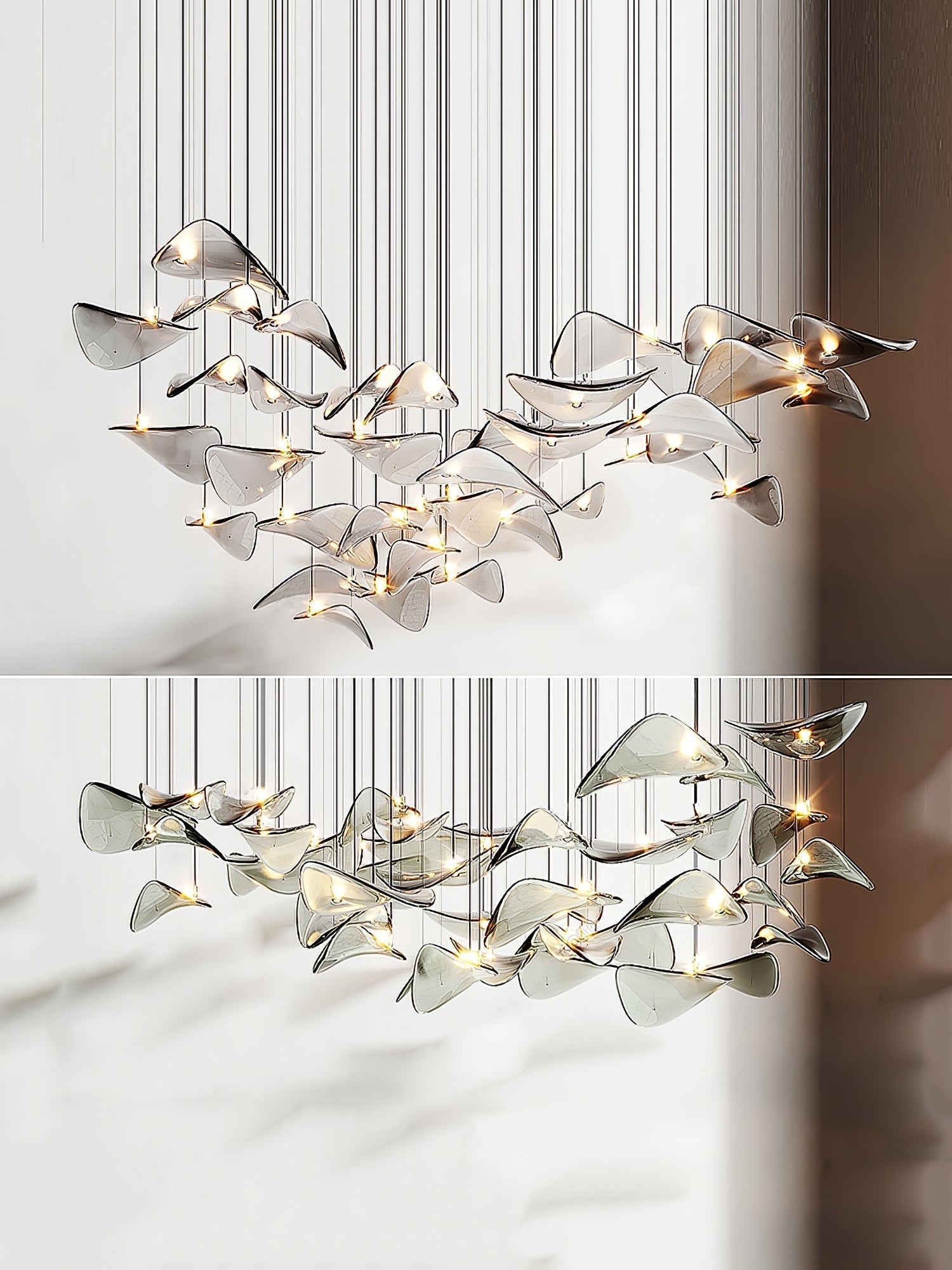 Wave Floating Leaf Chandelier-MEET LIGHTING
