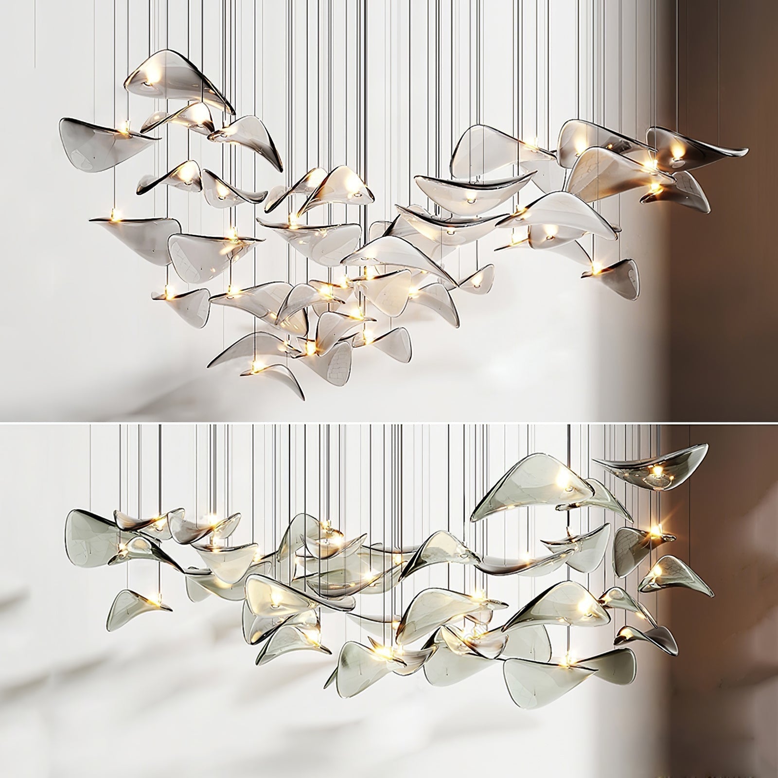 Wave Floating Leaf Chandelier-MEET LIGHTING