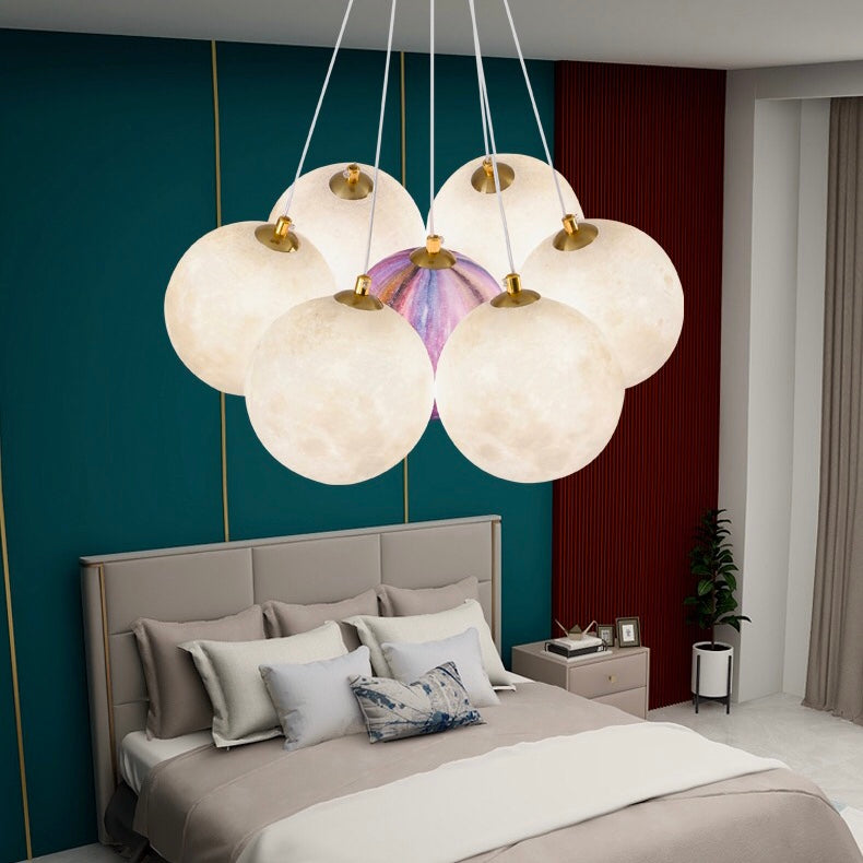 Bubble Moon Chandelier Bedroom Ceiling Light Modern Nordic Lamp-MEET LIGHTING