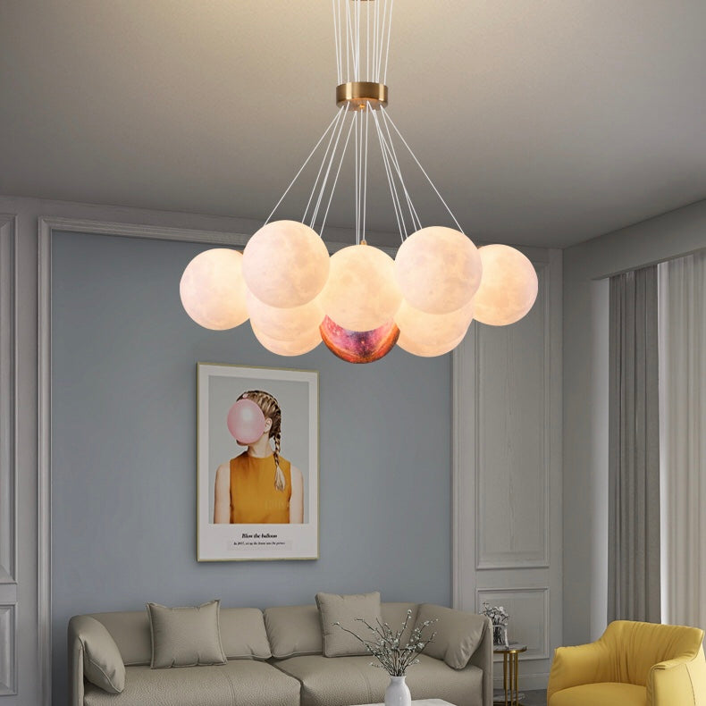 Bubble Moon Chandelier Bedroom Ceiling Light Modern Nordic Lamp-MEET LIGHTING