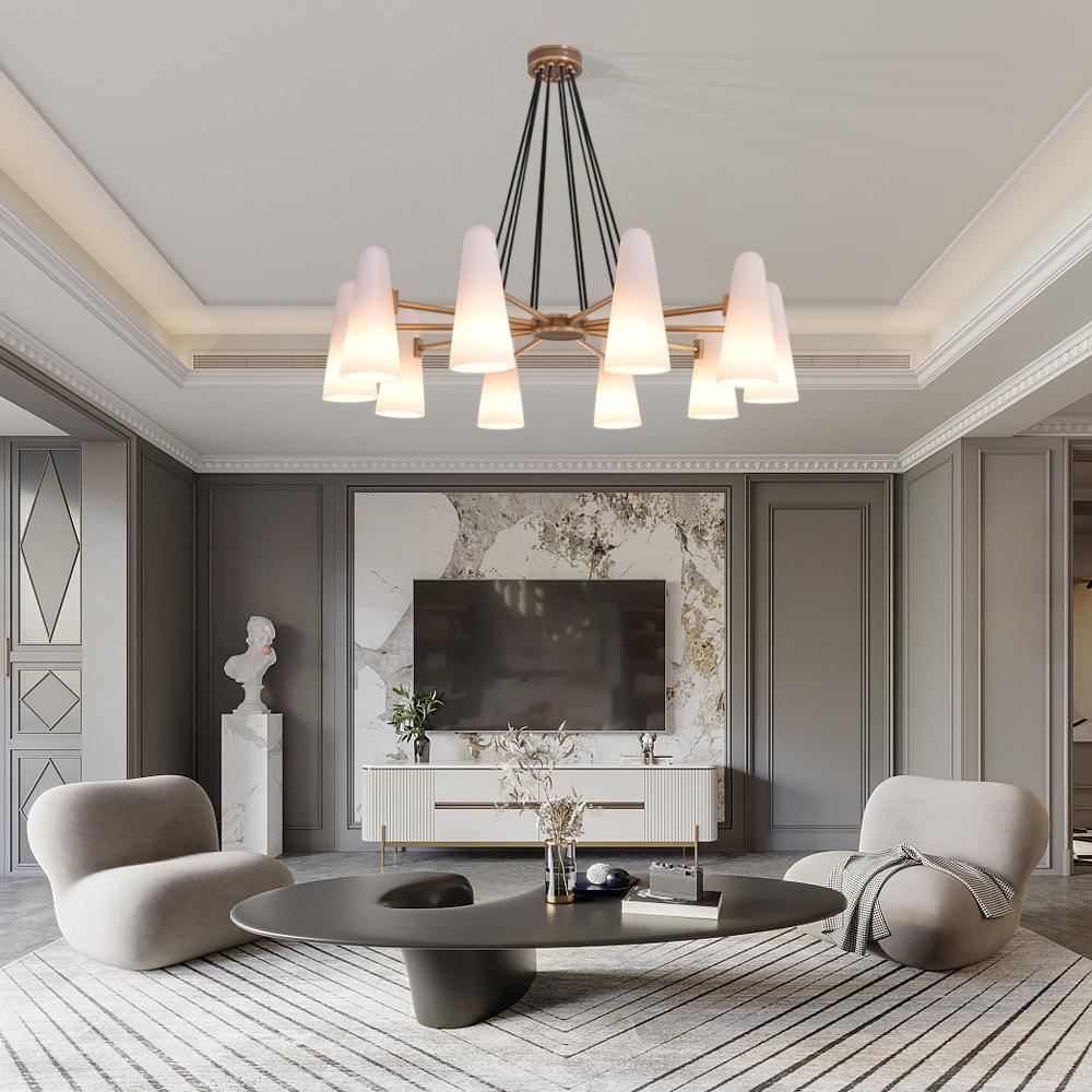 White Porcelain Round Chandelier 10-Lights-MEET LIGHTING