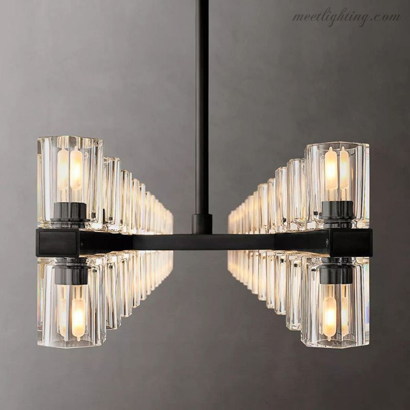Arcachon Crystal Rectangular Chandelier 54"-MEET LIGHTING