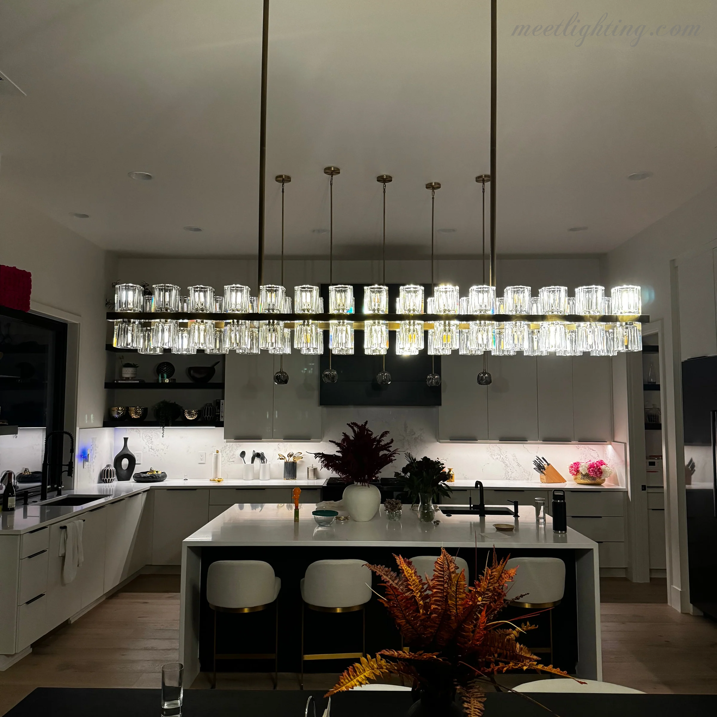 Arcachon Crystal Rectangular Chandelier 54"-MEET LIGHTING