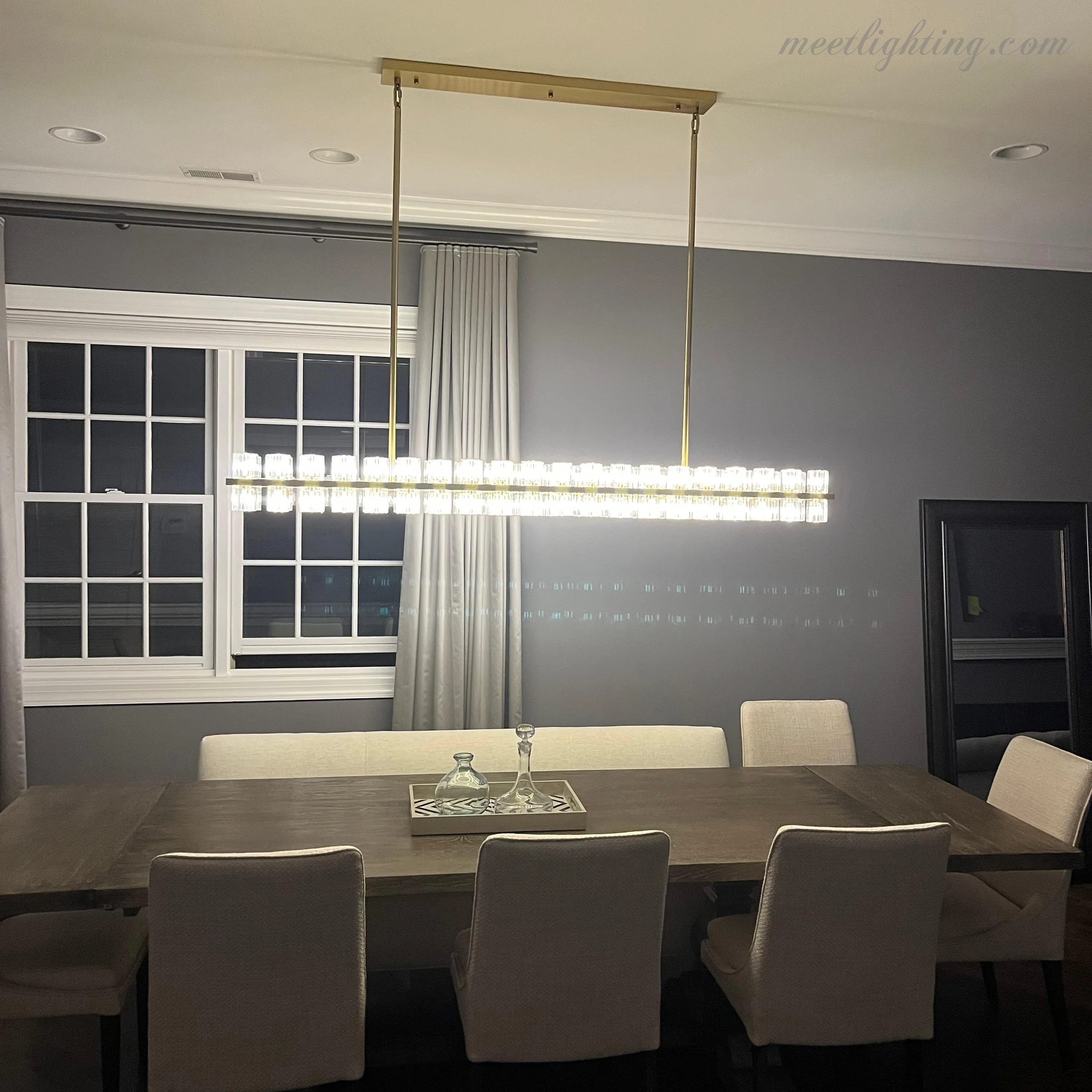 Arcachon Crystal Rectangular Chandelier 54"-MEET LIGHTING