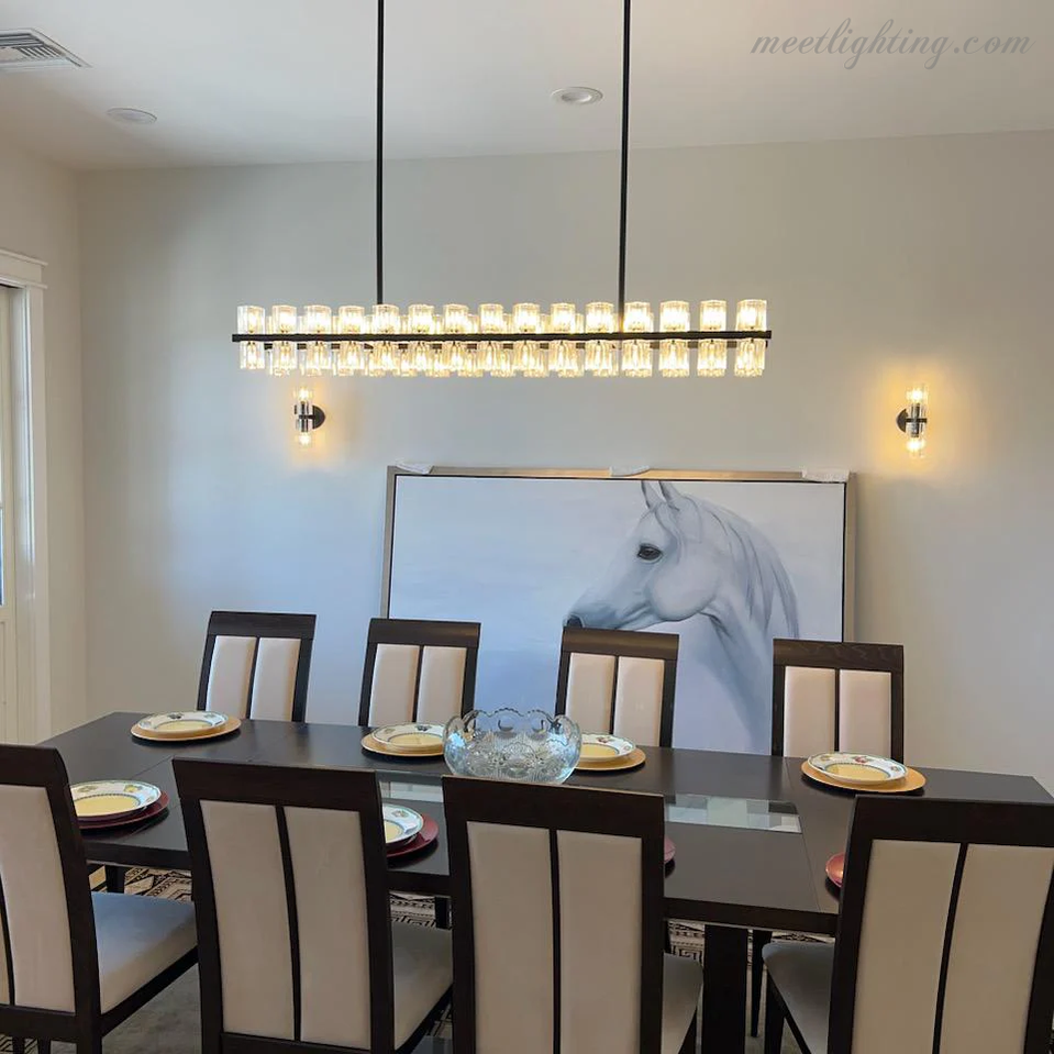 Arcachon Crystal Rectangular Chandelier 54"-MEET LIGHTING