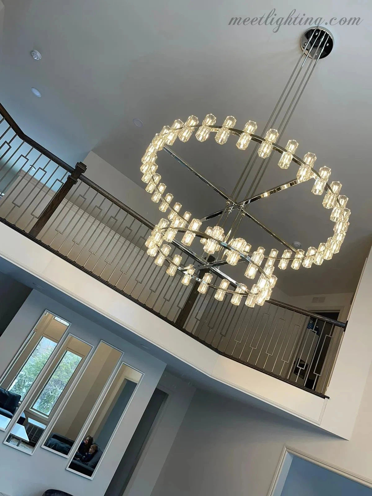 Arcachon Crystal Shade Two-Tier Round Chandelier 60"-MEET LIGHTING