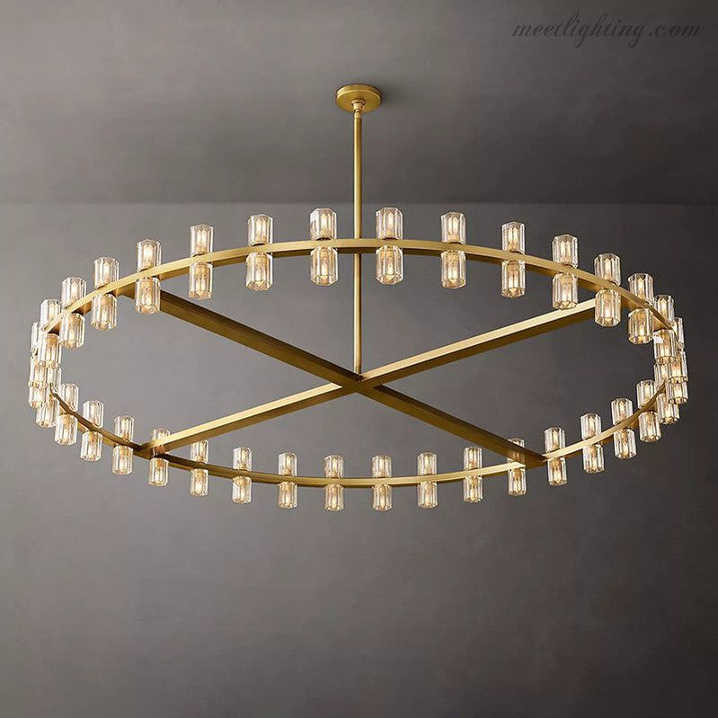 Arcachon Crystal Shades Round Chandelier 60"-MEET LIGHTING