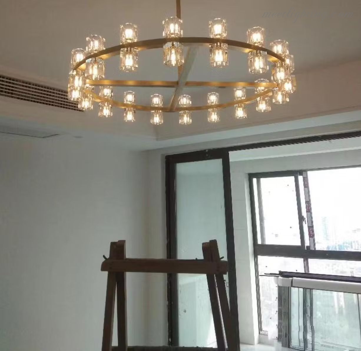Arcachon Crystal Shades Round Chandelier 60"-MEET LIGHTING