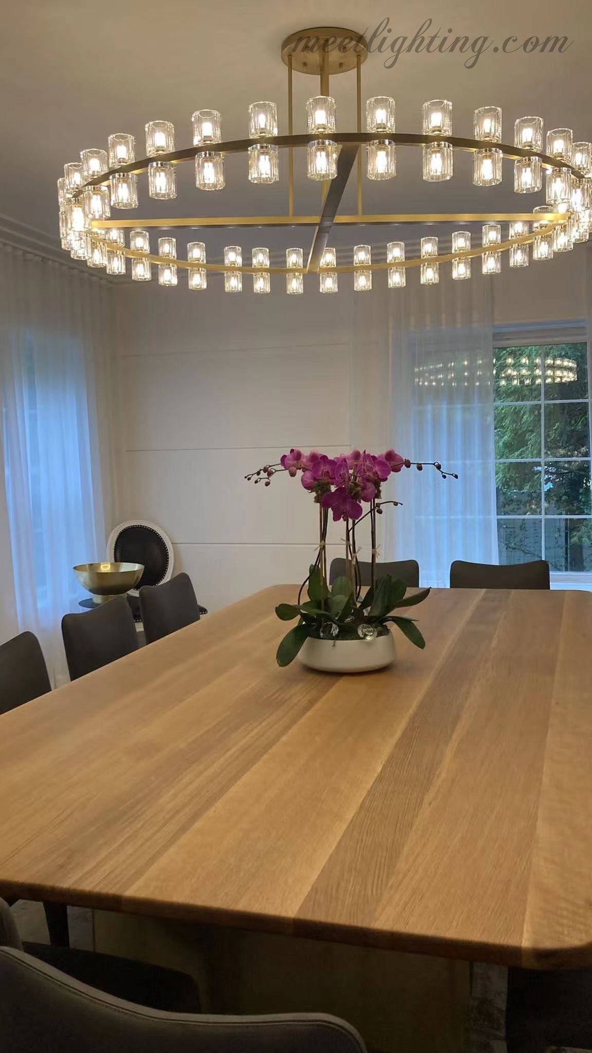 Arcachon Crystal Shades Round Chandelier 60"-MEET LIGHTING