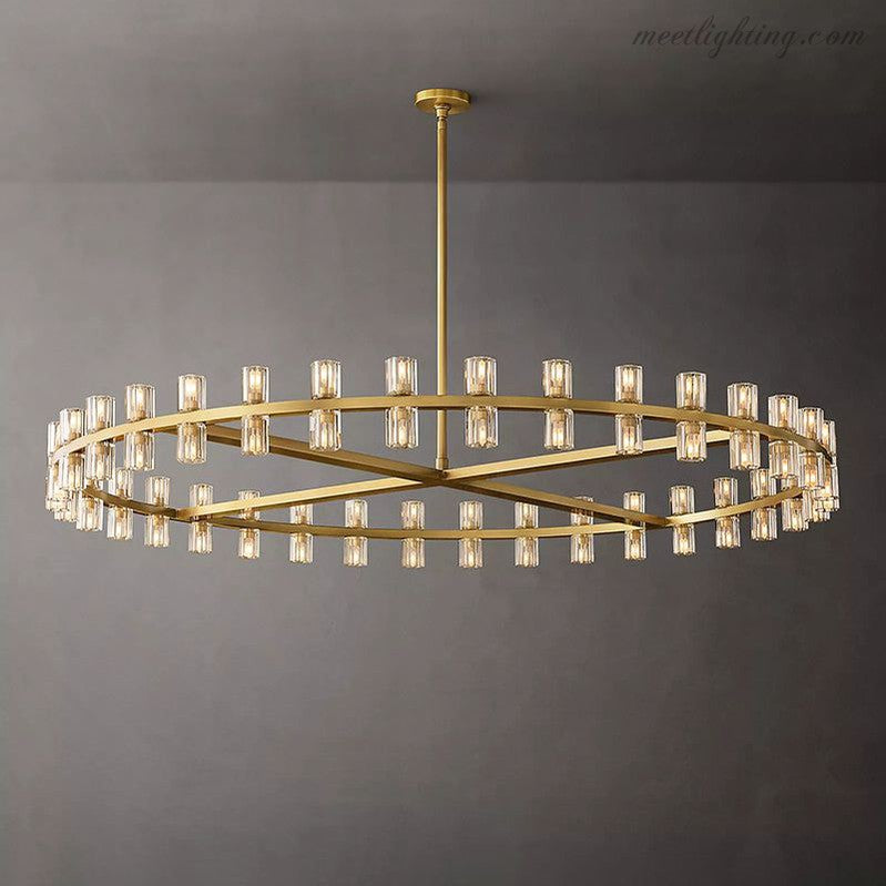 Arcachon Crystal Shades Round Chandelier 60"-MEET LIGHTING