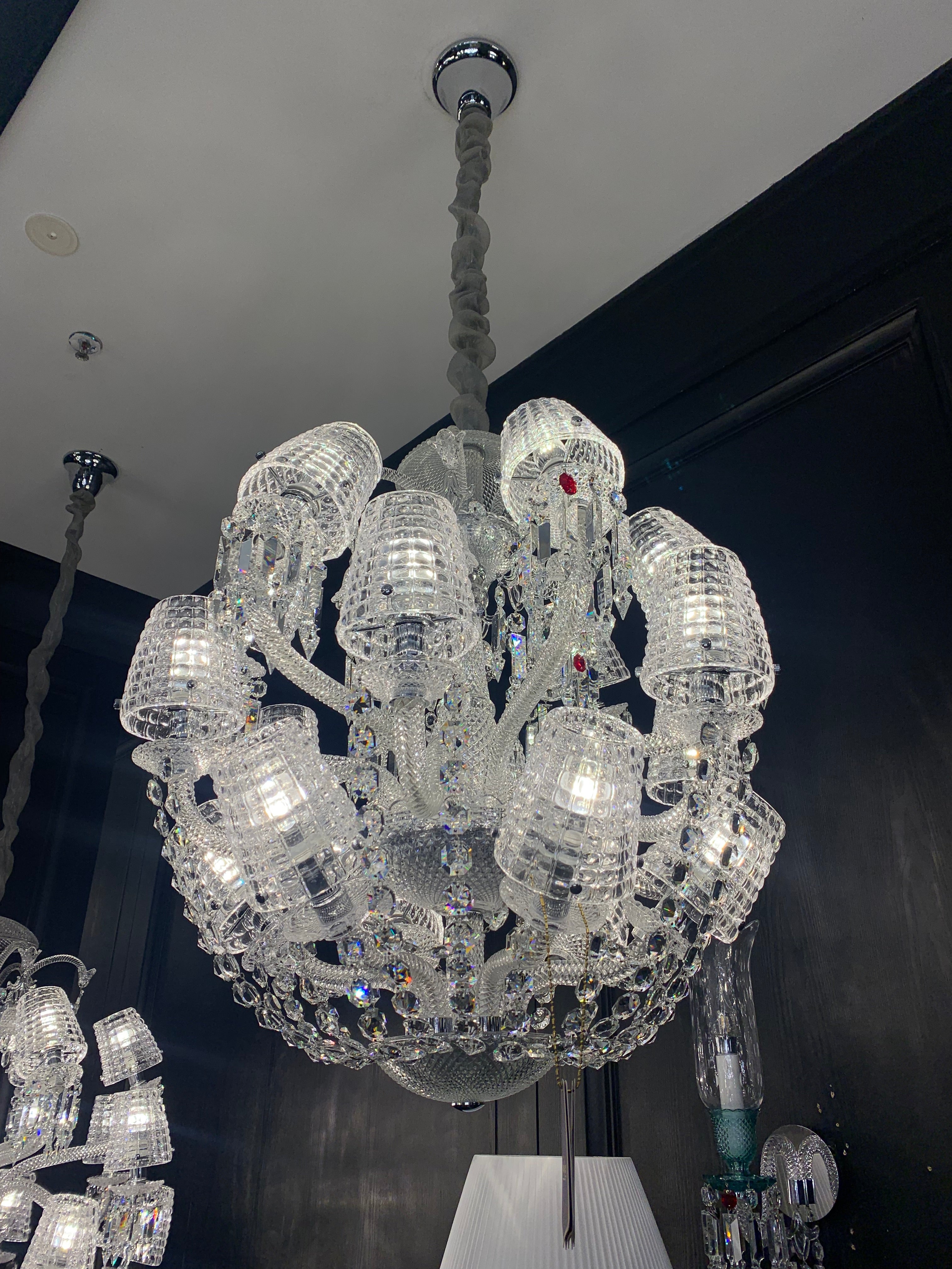 Luxury Globe Crystal Chandelier With Fabric/Crystal Glass Lampshades-MEET LIGHTING