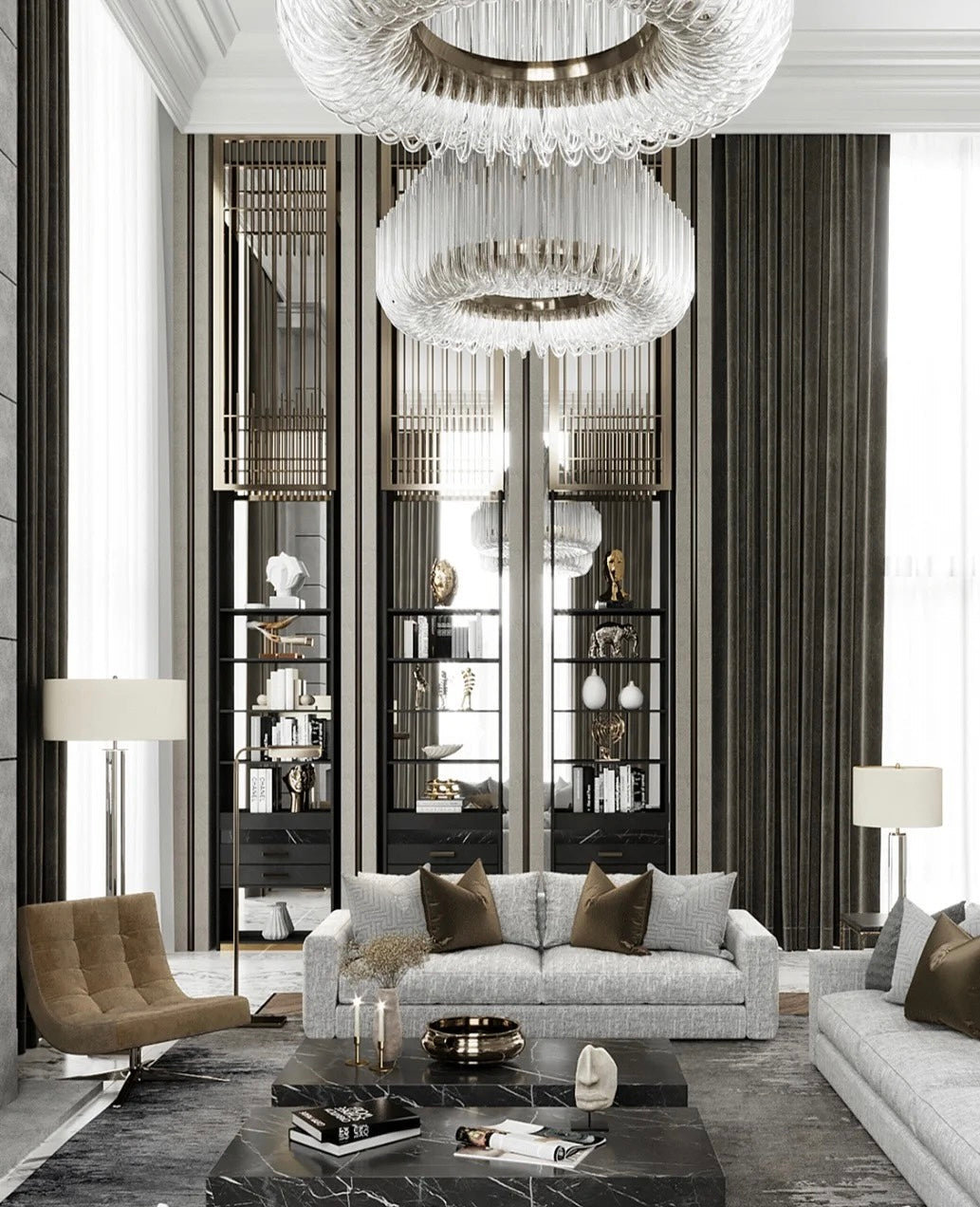 Extra Large Modern Tiers Clear Glass Tubes Chandelier for Living Room/Hotel Lobby-MEET LIGHTING