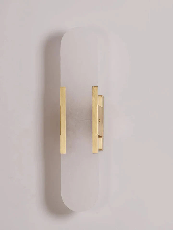 Modern Melange Elongated Alabaster Linear Wall Sconce