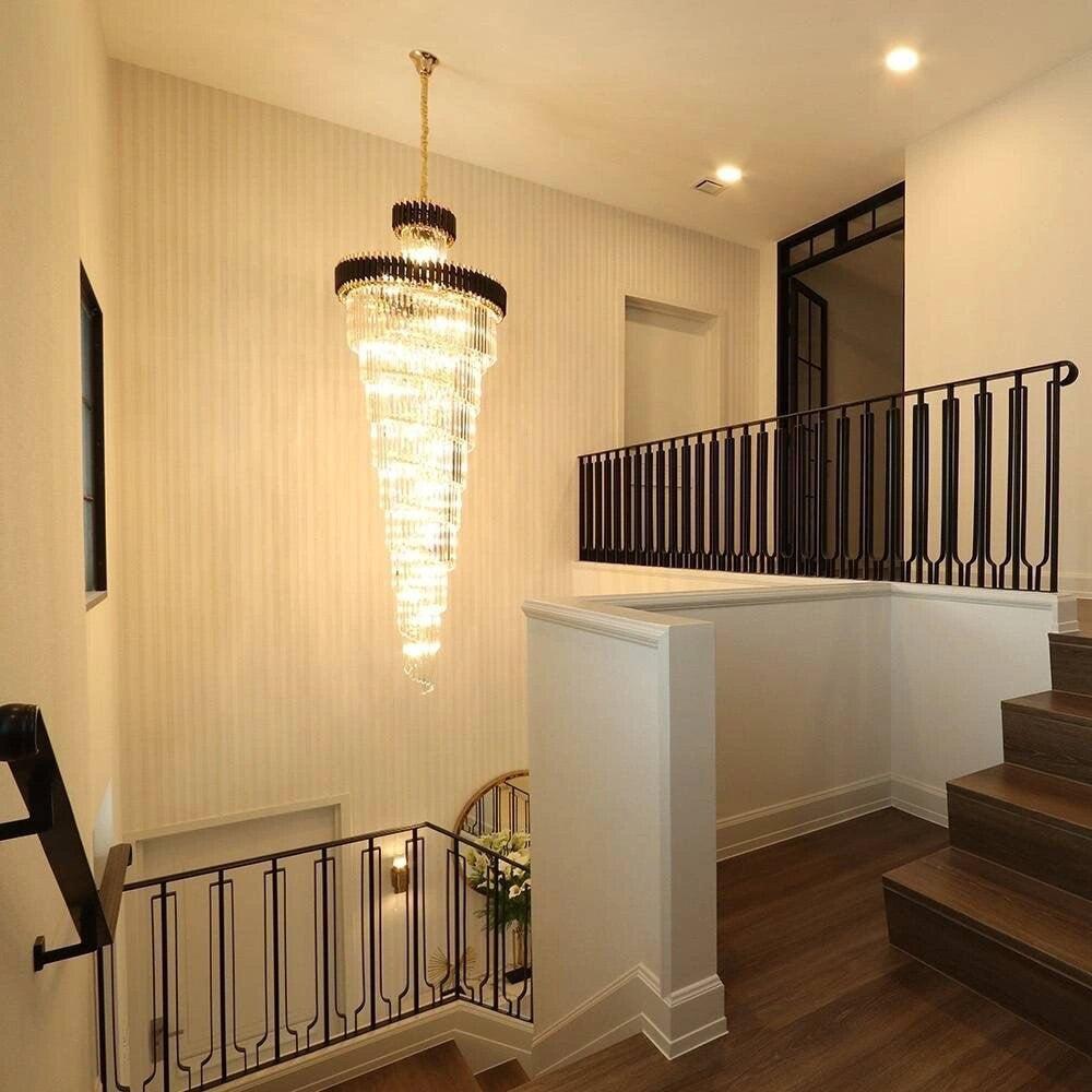 Spiral Crystal Chandelier For Foyer/ Staircase-MEET LIGHTING