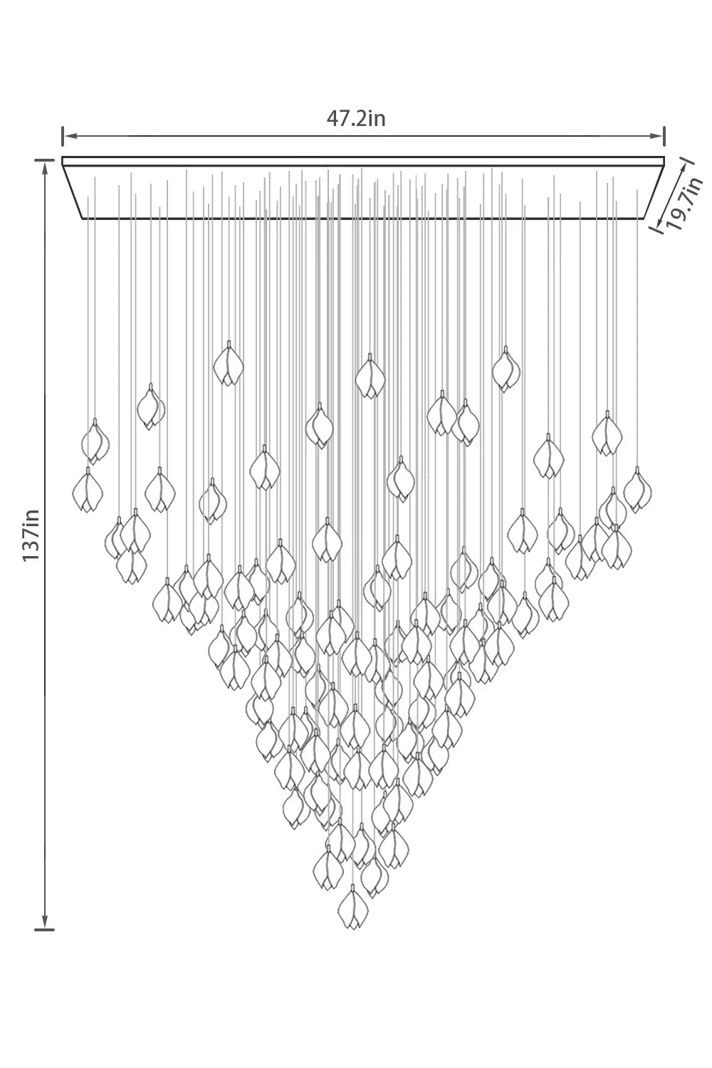 Nordic Magnolia Flower Ceramics Chandelier with Rectangular Canopy-MEET LIGHTING