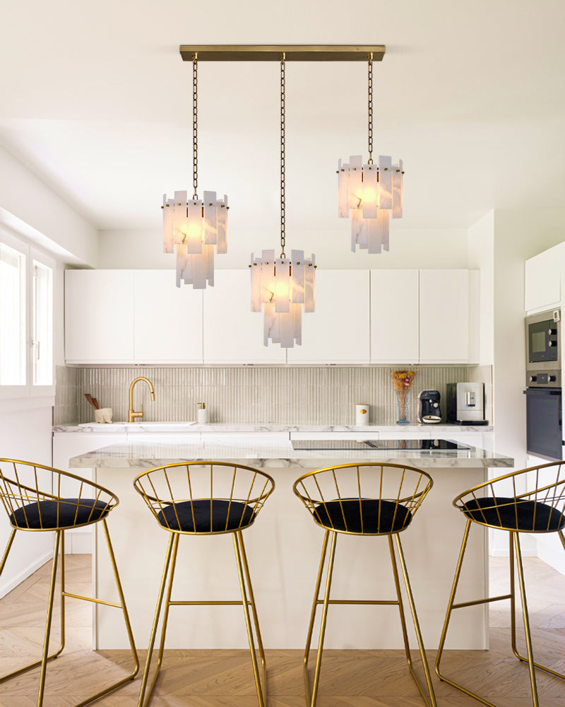 3/5/7-light Tired Alabaster marble Cluster Chandelier 13" with adjustable chain