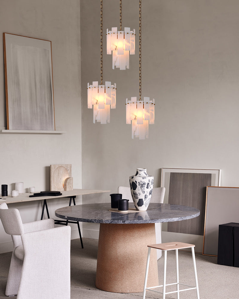 3/5/7-light Tired Alabaster marble Cluster Chandelier 13" with adjustable chain