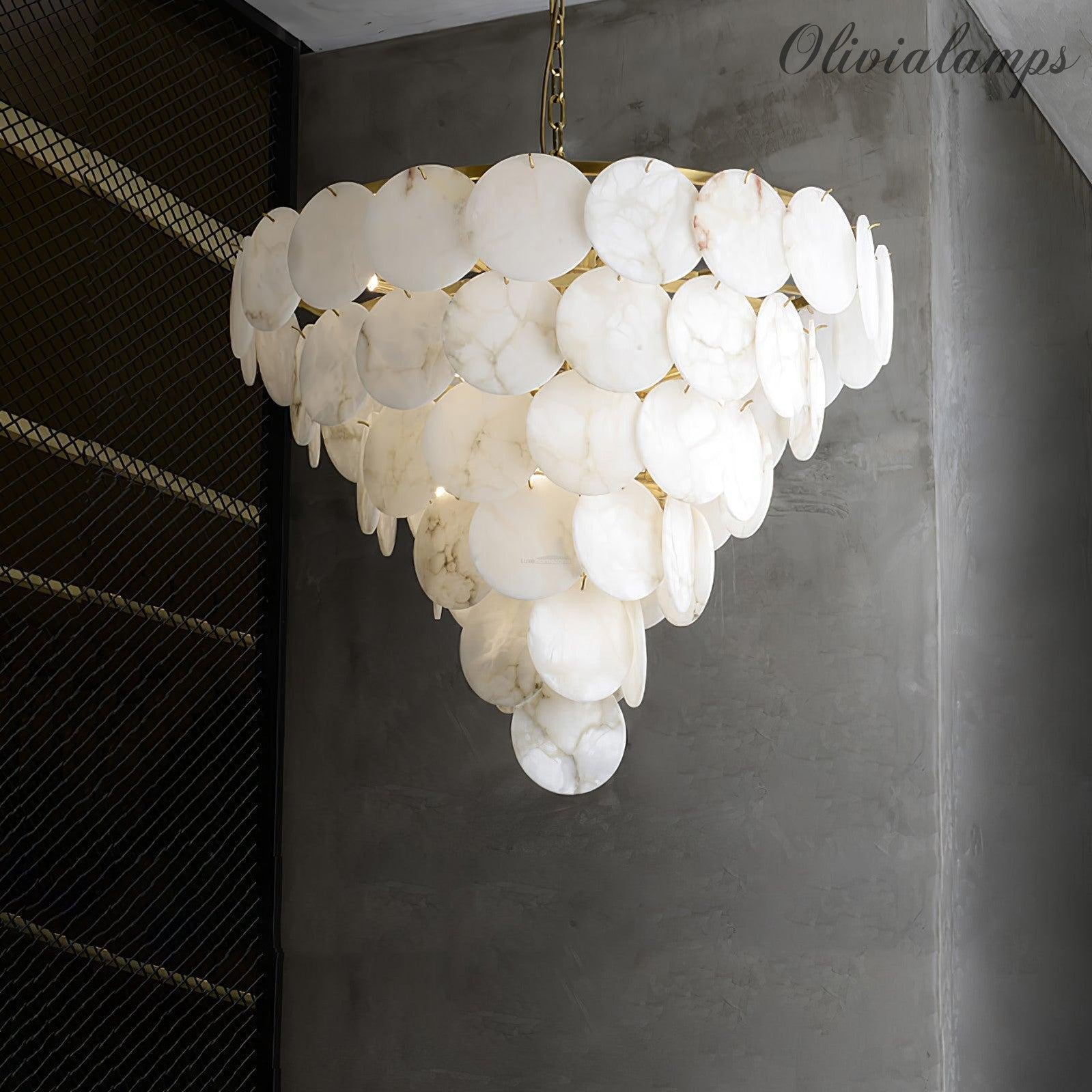 Alabaster Shell Brass Chandelier with 2/3/4/5/6 layer-MEET LIGHTING