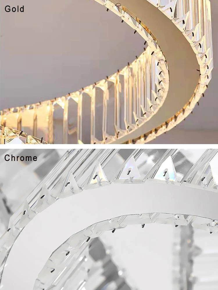 Modern Front Entryway Chandelier 3/4/5/6/7 Rings Crystal Gold/ Chrome Finish Ceiling Lamp-MEET LIGHTING