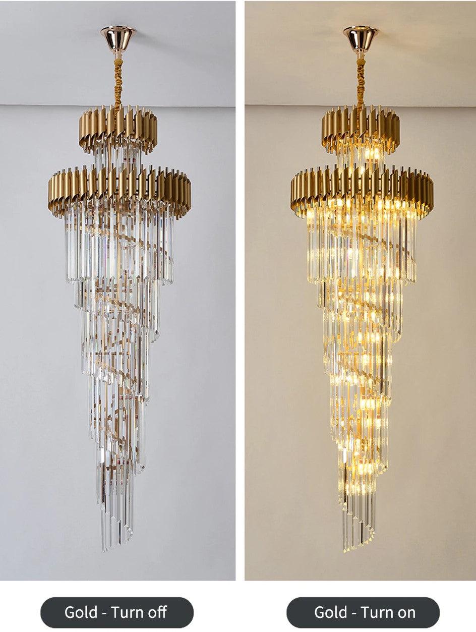 Spiral Crystal Chandelier For Foyer/ Staircase-MEET LIGHTING
