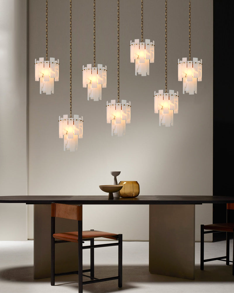 3/5/7-light Tired Alabaster marble Cluster Chandelier 13" with adjustable chain