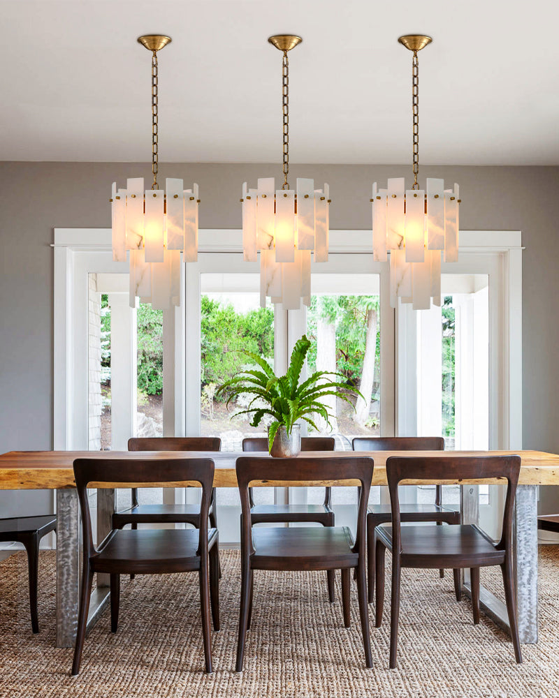 3/5/7-light Tired Alabaster marble Cluster Chandelier 13" with adjustable chain