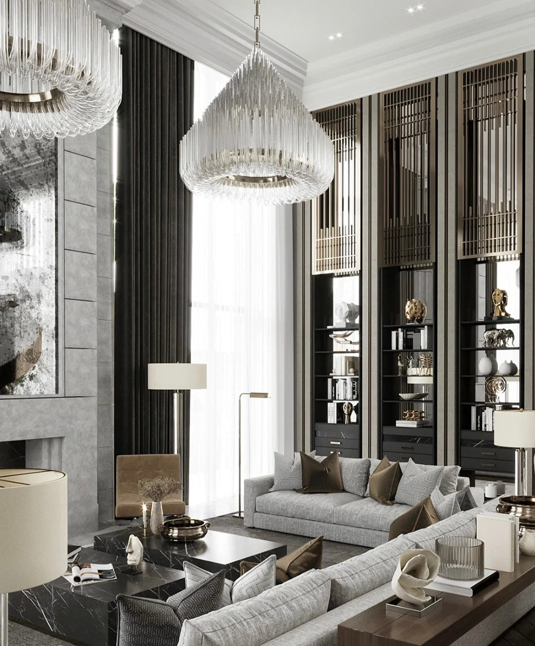 Extra Large Modern Tiers Clear Glass Tubes Chandelier for Living Room/Hotel Lobby-MEET LIGHTING