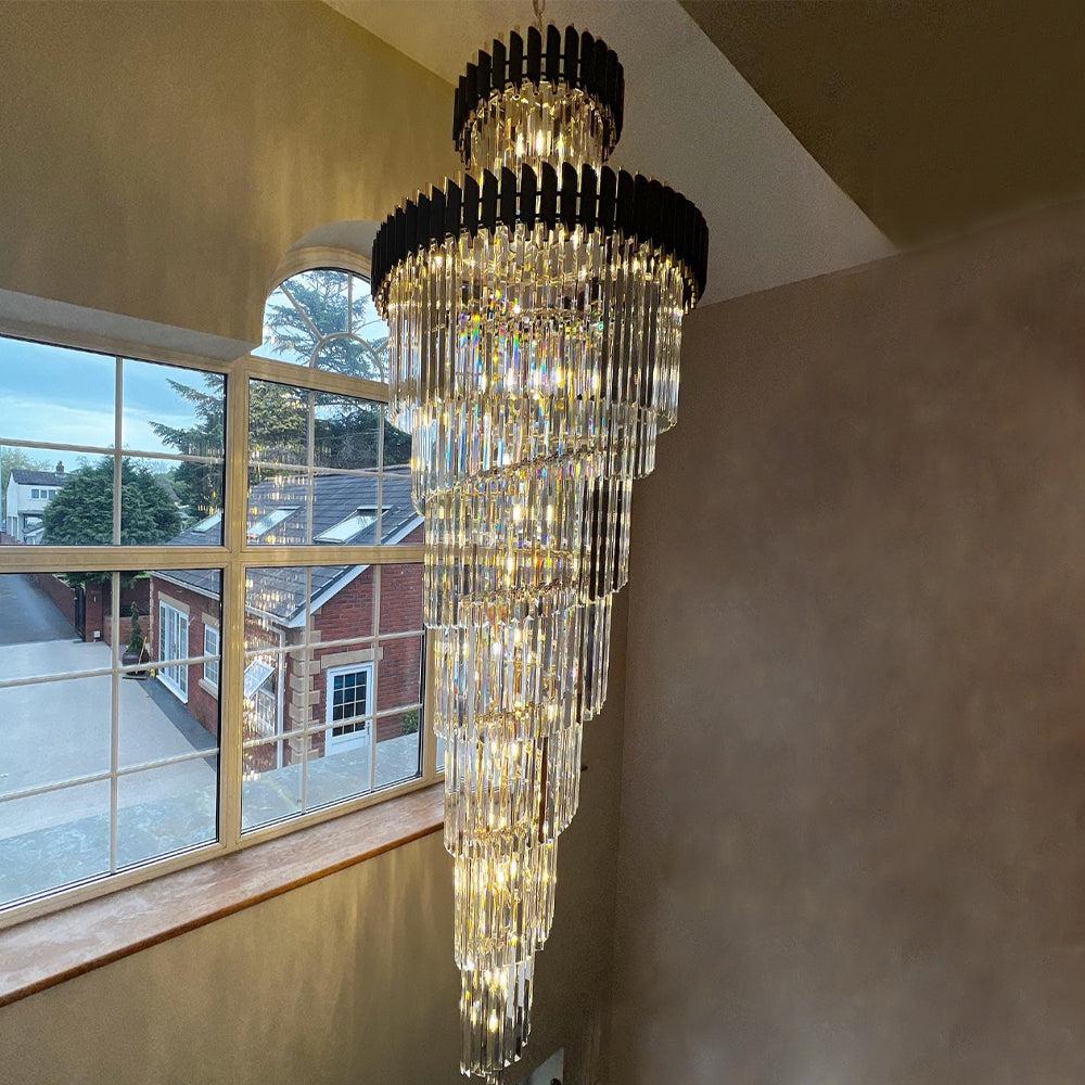 Spiral Crystal Chandelier For Foyer/ Staircase-MEET LIGHTING