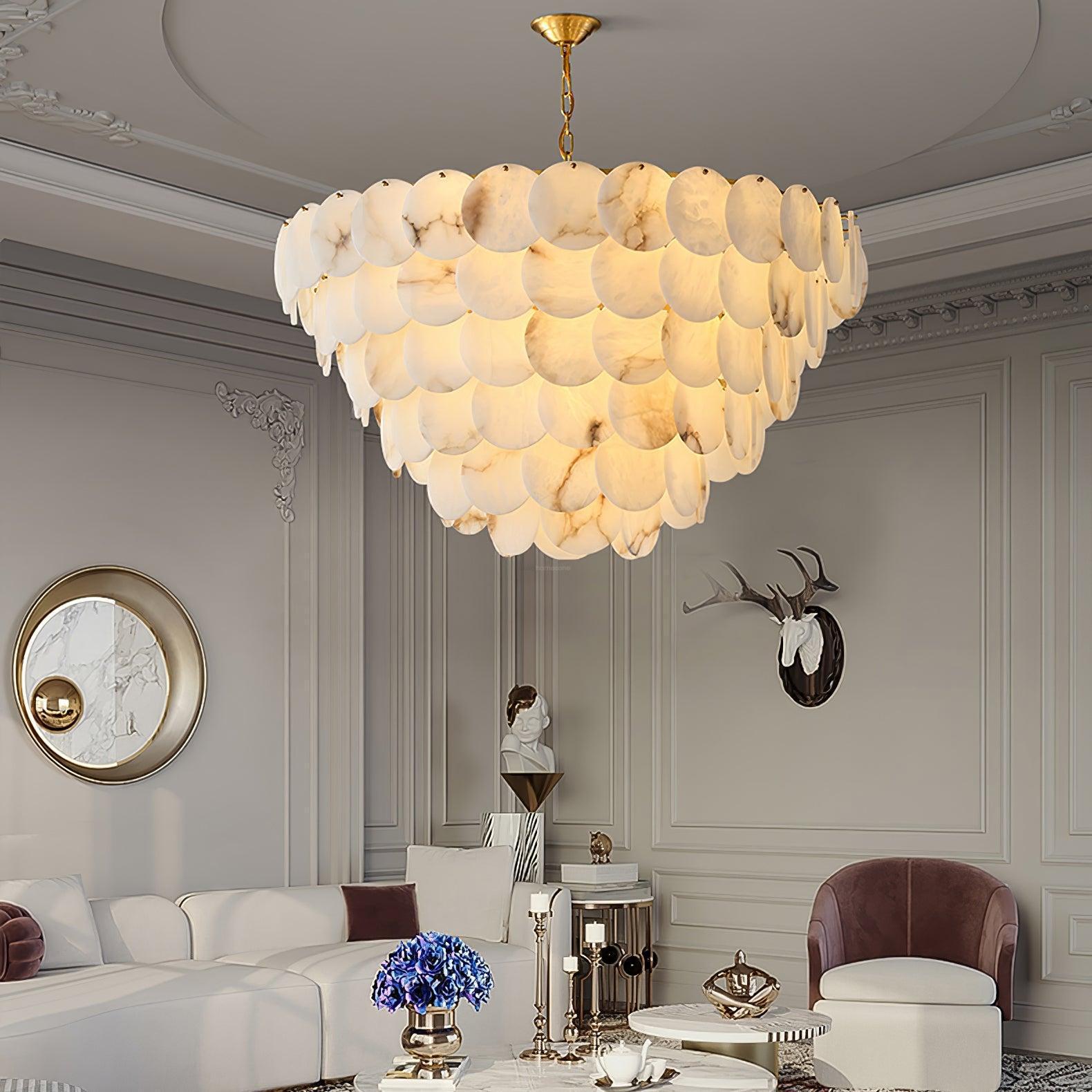 Alabaster Shell Brass Chandelier with 2/3/4/5/6 layer-MEET LIGHTING