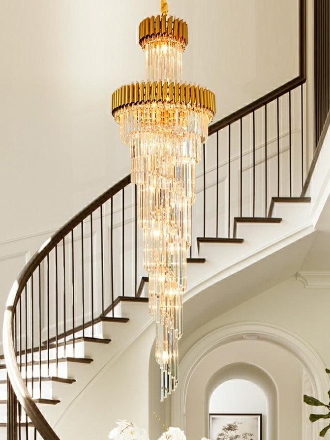 Spiral Crystal Chandelier For Foyer/ Staircase-MEET LIGHTING