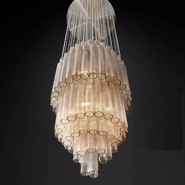 Luxury Italian Style Tubular Glass Chandelier With Chrome Finish-MEET LIGHTING